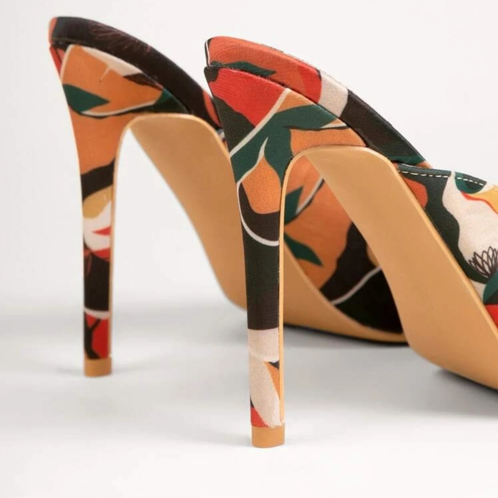 👣🌼Peep Toe Stiletto Mules, heels open toe shoes footwear last pair